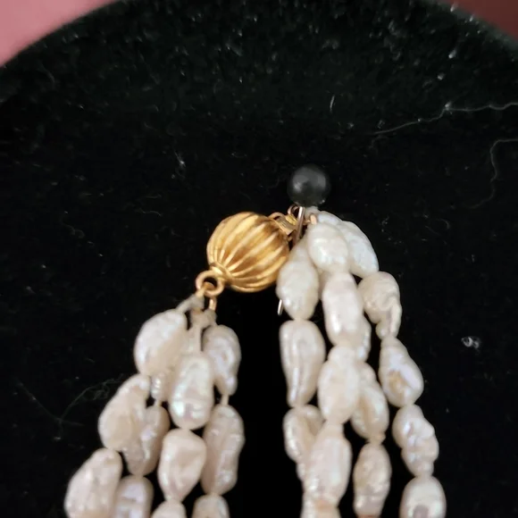Seed pearl and 14k gold necklace and bracelet